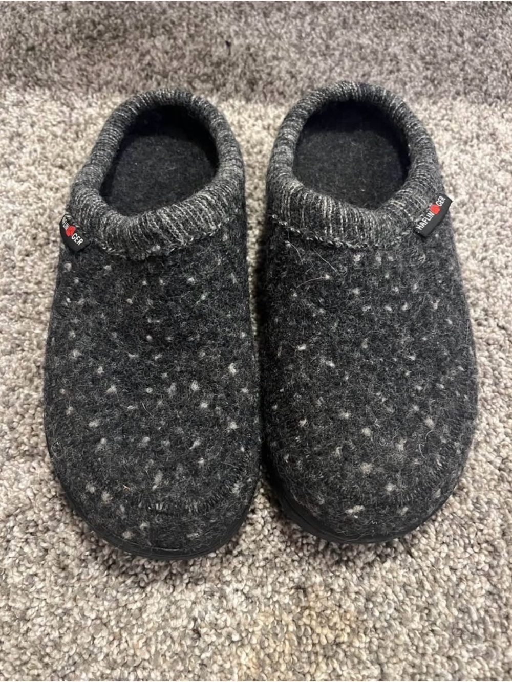 Haflinger Dark Gray Wool Slip-On Slippers